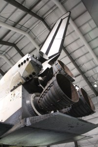 Back of the Endeavour space shuttle.